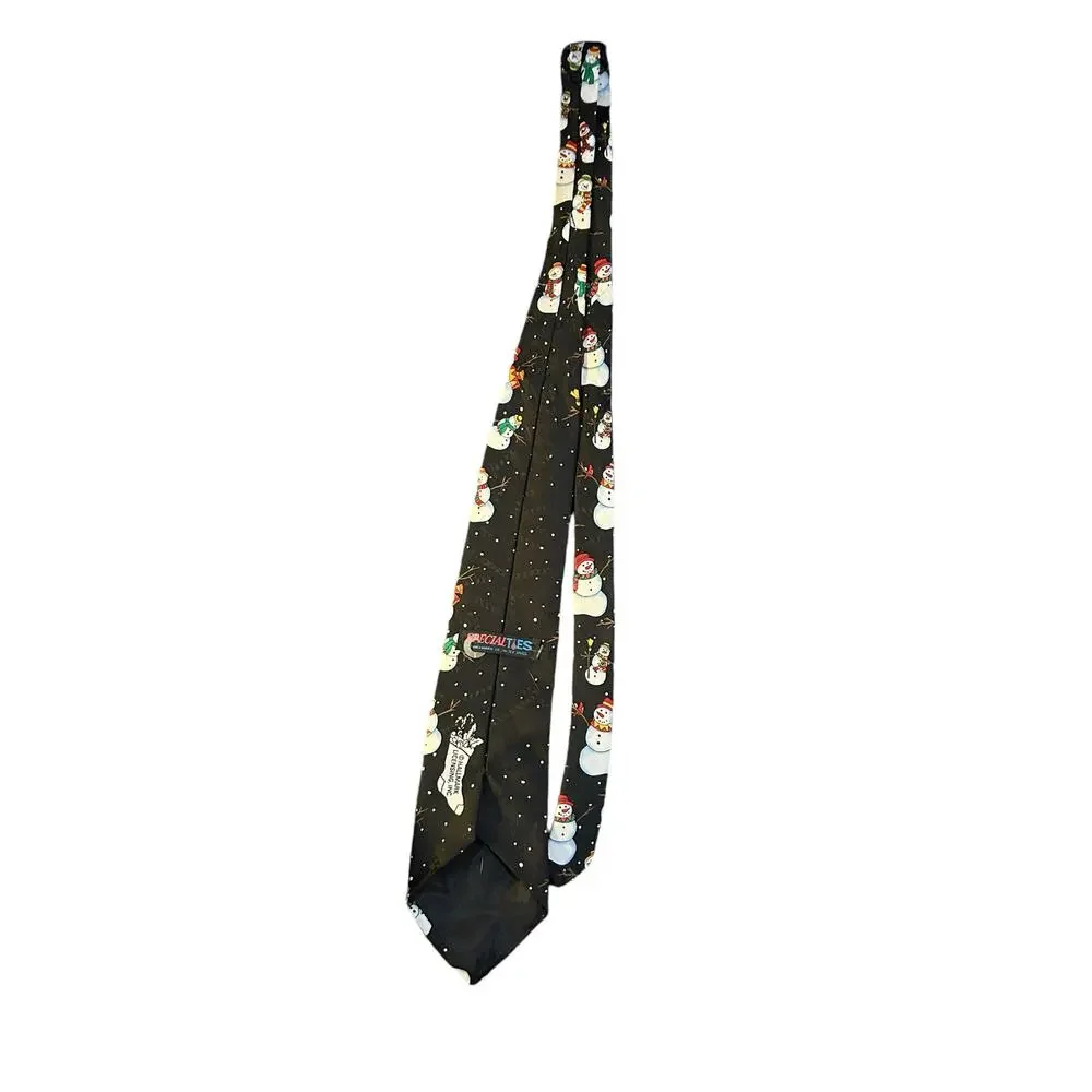 Hallmark Christmas Black Tie Men's Snowman Necktie 57